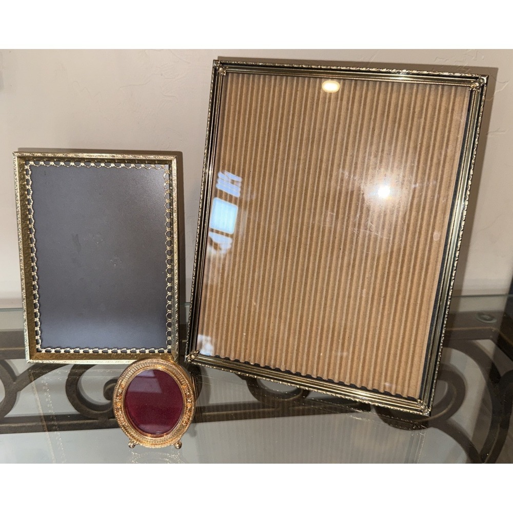 Vintage Gold Metal Picture Frame Lot Mixed Sizes Gallery Wall Set Trio 1990 MRF